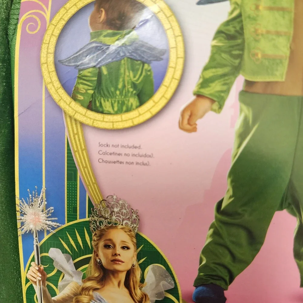Disguise Wicked Movie Flying Monkey Toddler Costume Green Jumpsuit Wings 3T-4T - Picture 5 of 7